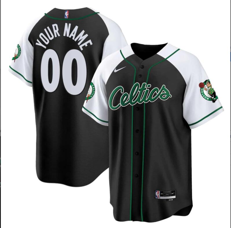 Men Boston Celtics Baseball Custom black NBA Jersey V2->customized nfl jersey->Custom Jersey